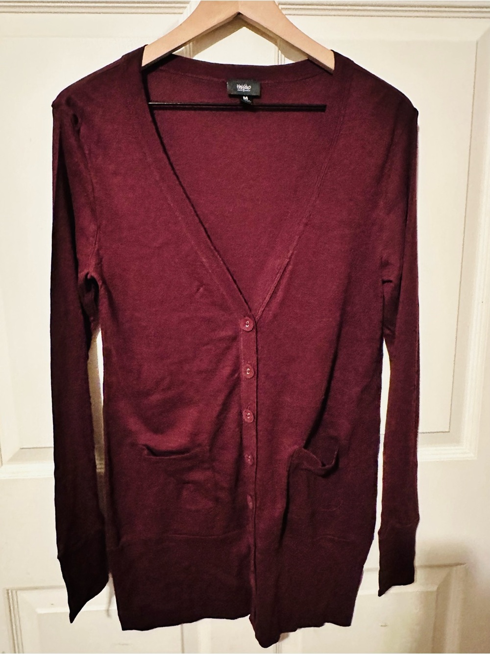 Mossimo | Cardigan | Mossimo Wine V-Neck Button Cardigan
